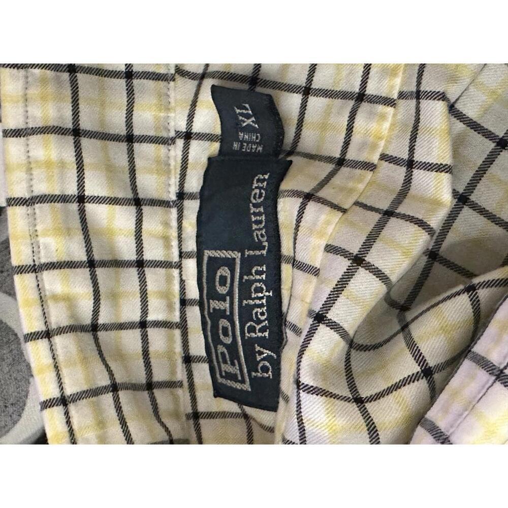 Polo by Ralph Lauren cotton white/navy/yellow plaid button-up shirt Size XL - Picture 7 of 7
